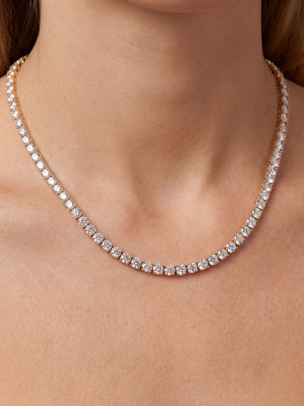 25.00Ct Lab Grown Diamond 18inch Tennis Necklace in 14k Gold